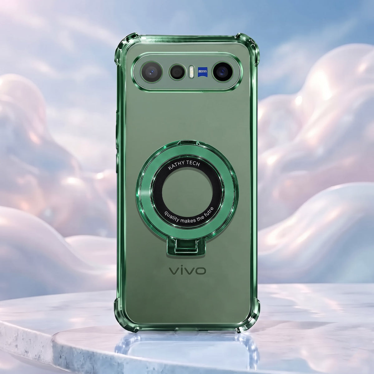Vivo X300 FE 5G Original Luxury Magnifier Ring Stand Shockproof Airbags Corner Case