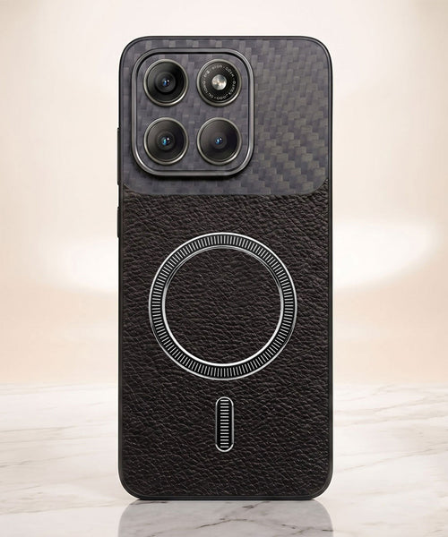 Motorola Edge 70 Fusion 5G Carbon Fiber Leather Hybrid MagSafe Magnetic Case