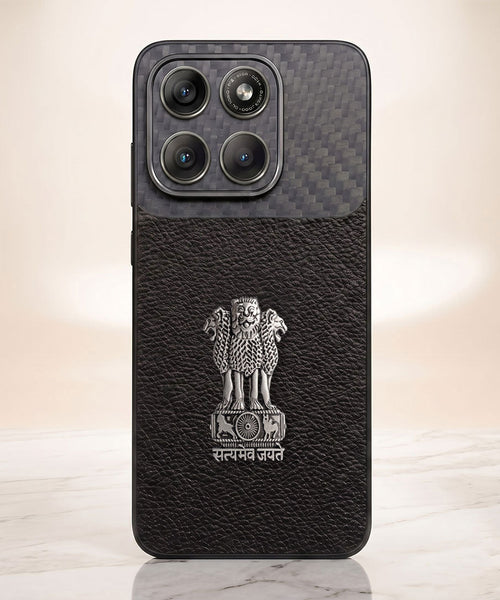Motorola Edge 70 5g Satyamev Jayate Carbon Fiber Leather Hybrid Phone Case