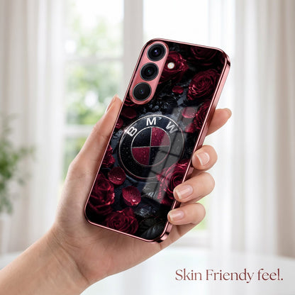 Samsung Galaxy A56 5G BMW Logo Burgundy Electroplated Glass Back Case