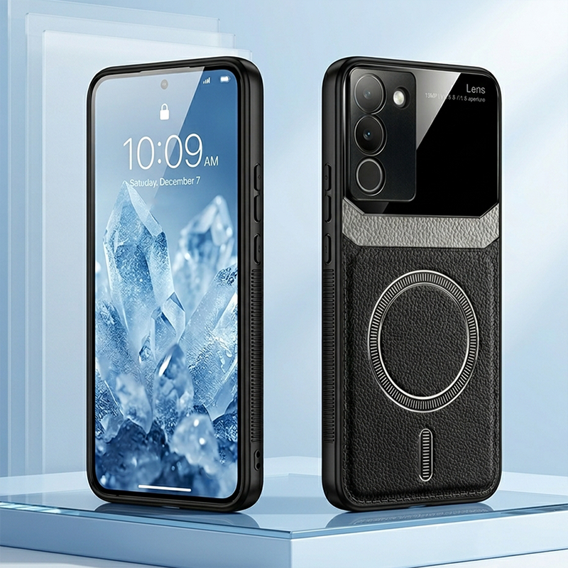 Vivo Y200 5G Premium Magsafe Magnetic Leather Lens Protective Case