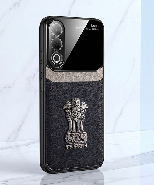 Oppo K12x 5G Satyamev Jayate 3D Metal Leather Back Case