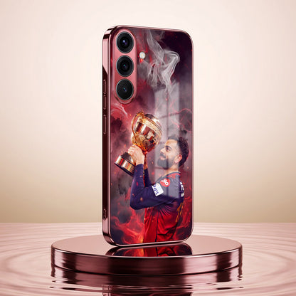 Samsung Galaxy A56 5G Virat Kohli Burgundy Electroplated Glass Back Case