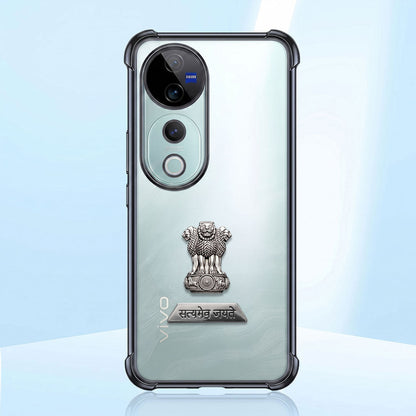 Vivo V40 Pro 5G Satyamev Jayate 2-in-1 Emblem Transparent Shockproof Airbag Case
