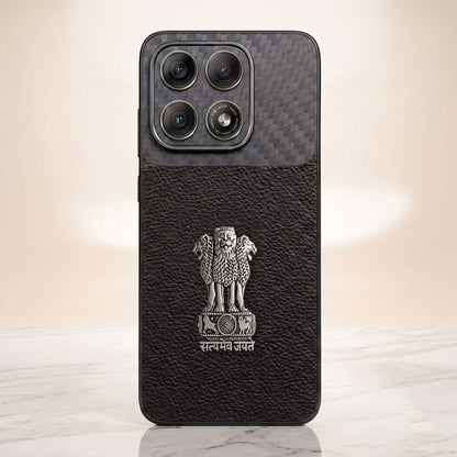 Motorola Edge 70 Pro 5g Satyamev Jayate Carbon Fiber Leather Hybrid Phone Case