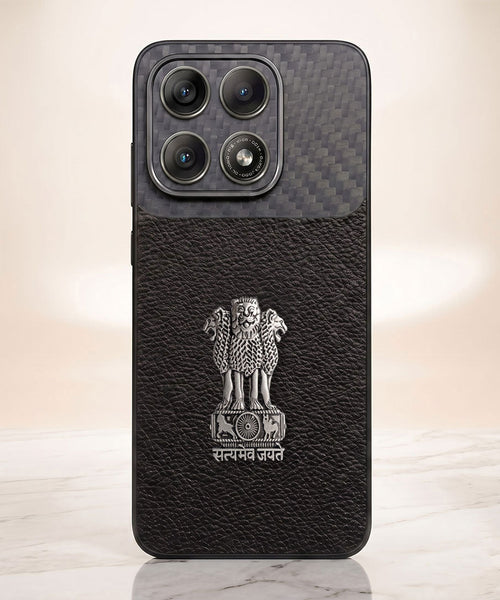 Motorola Edge 70 Pro 5g Satyamev Jayate Carbon Fiber Leather Hybrid Phone Case