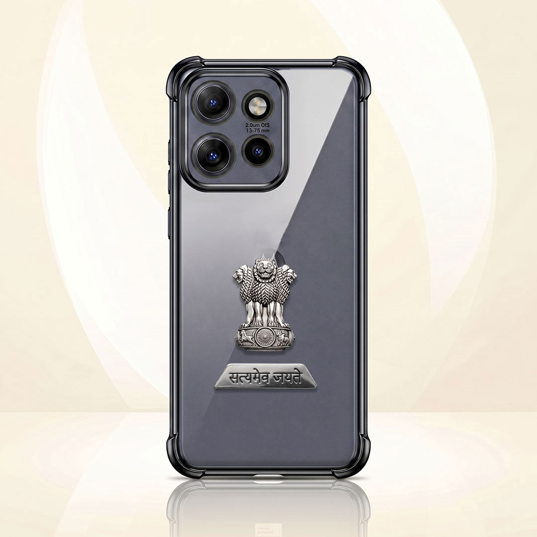 Motorola Edge 50 5G Satyamev Jayate 2-in-1 Emblem Transparent Shockproof Airbag Case