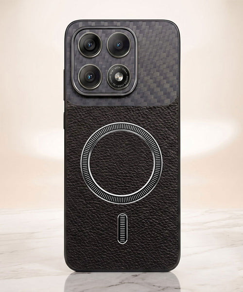 Motorola Edge 70 Pro 5G Carbon Fiber Leather Hybrid MagSafe Magnetic Case