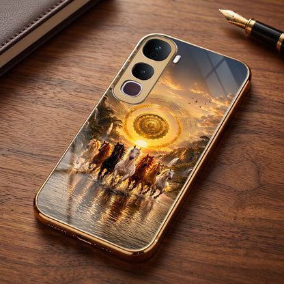 Vivo Y400 Pro 5G Celestial Seven Horses Gold Electroplated Glass Phone Back Case