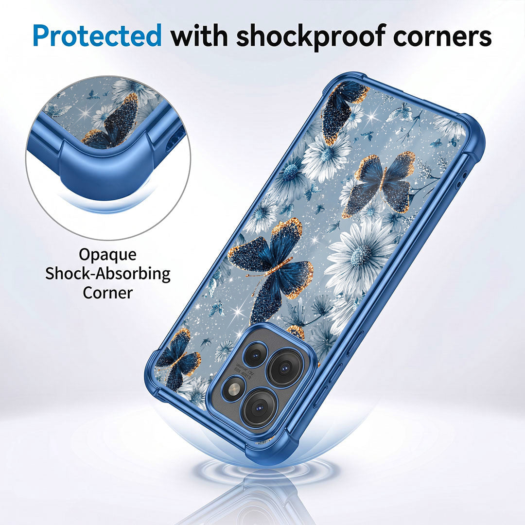 Motorola Edge 50 5G Blue Butterfly Floral Airbags Printed Back Case