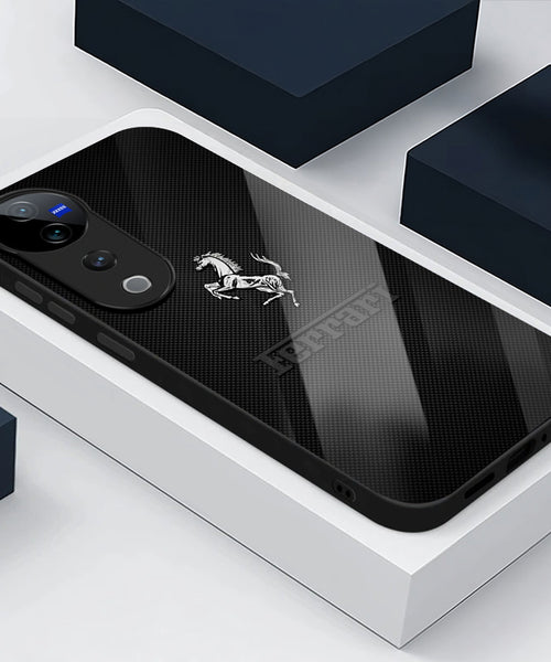 Vivo V40 Pro 5G Premium Acrylic Shockproof Glass Back Case (Ferrari Carbon Fiber)
