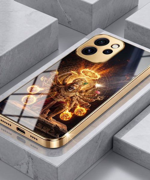 Oppo Reno 15 Pro Mini 5G Lord Narasimha Gold Electroplated Glass Phone Back Case