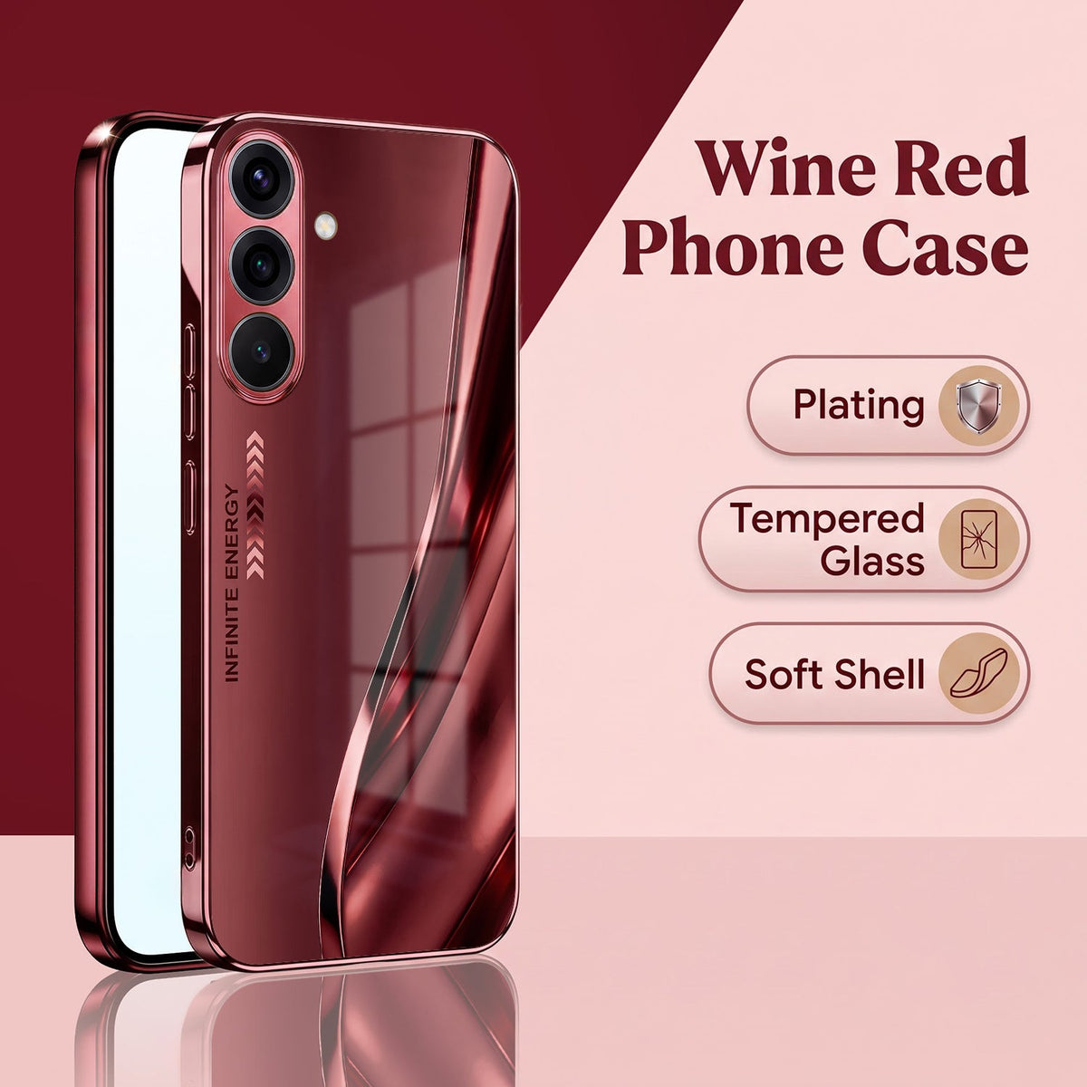 Samsung Galaxy A36 5G Infinity Energy Burgundy Electroplated Glass Back Case