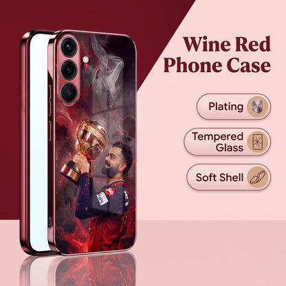 Samsung Galaxy A56 5G Virat Kohli Burgundy Electroplated Glass Back Case