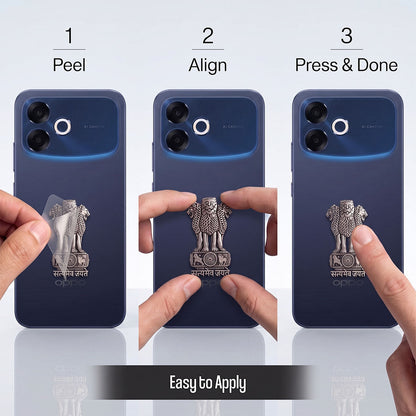 Oppo F33 Pro 5G Compatible Satyamev Jayate 3D Metal Emblem Sticker