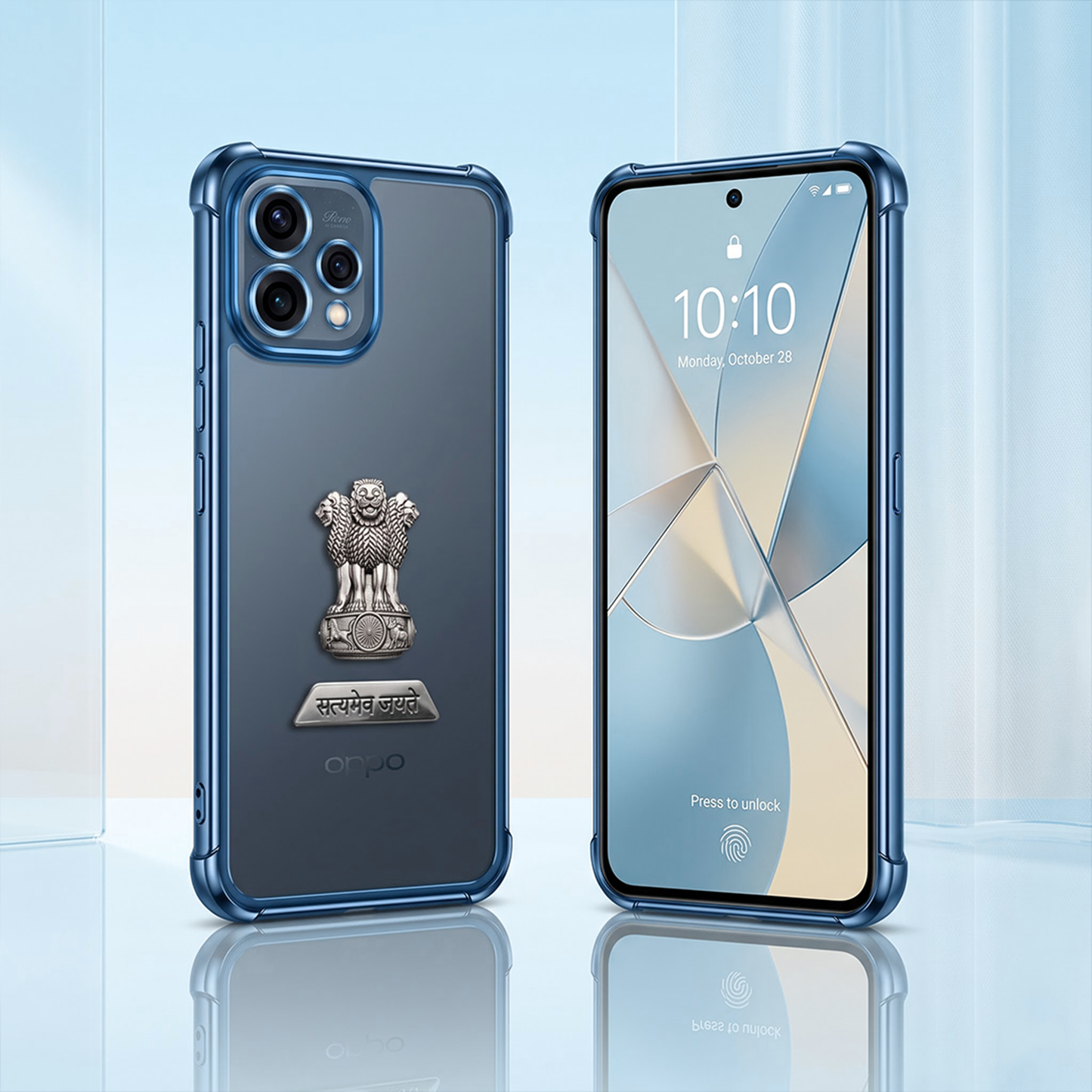 Oppo Reno 15 5G Satyamev Jayate 2-in-1 Emblem Transparent Shockproof Airbag Case