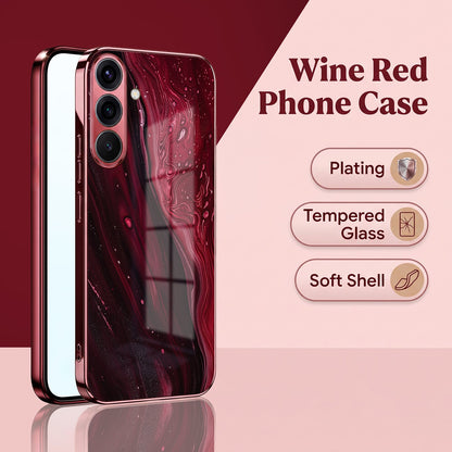 Samsung Galaxy A56 5G Marble Burgundy Electroplated Glass Back Case