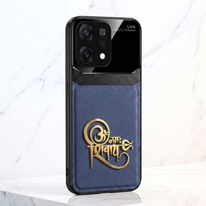 Oppo Reno 14 5G Om Namah Shivay 3D Gold Metal Leather Back Case