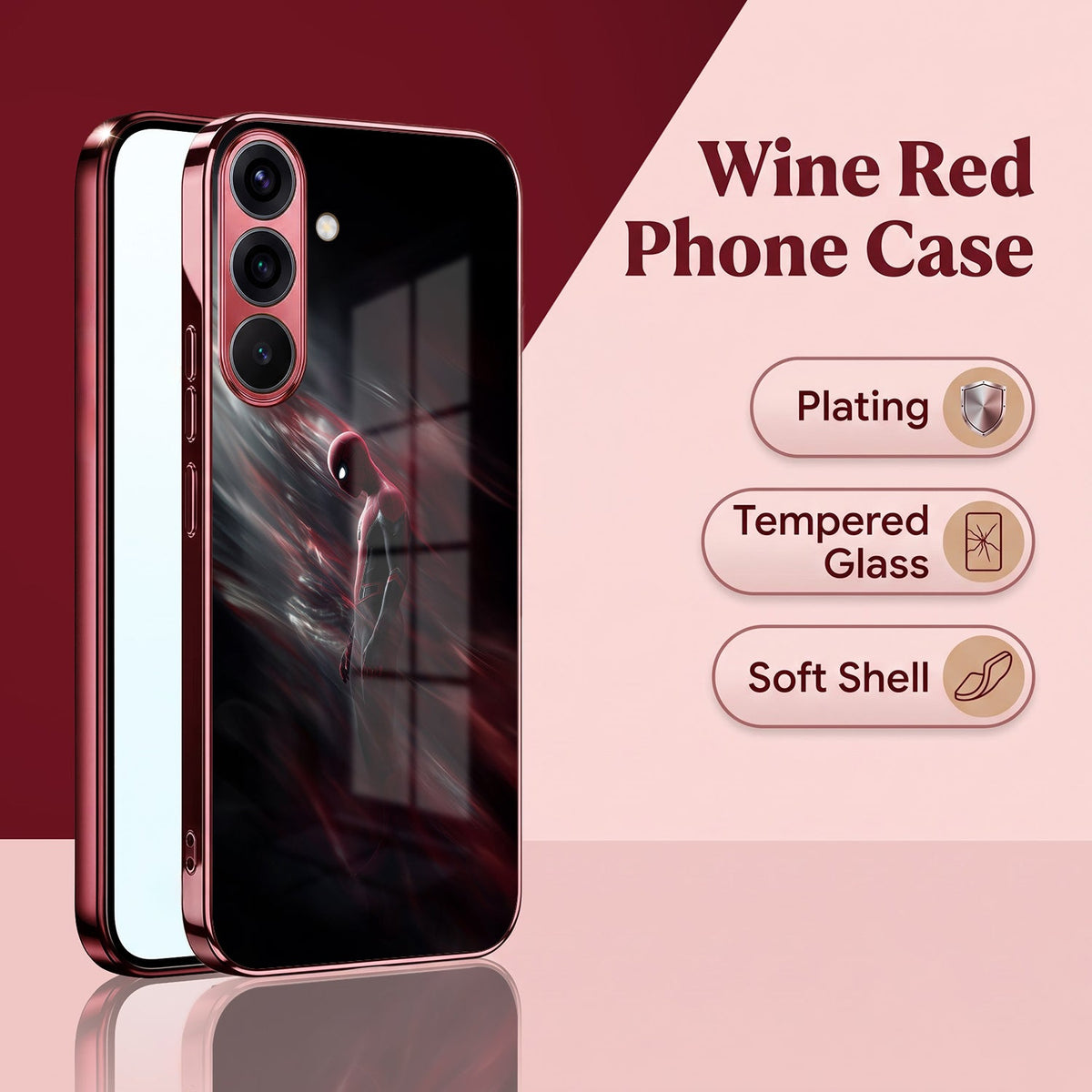 Samsung Galaxy A56 5G Crimson Spider Burgundy Electroplated Glass Back Case