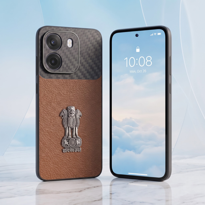 Oppo K14 5G Satyamev Jayate Carbon Fiber Leather Hybrid Phone Case