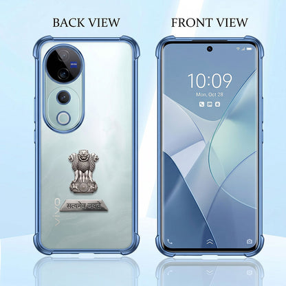Vivo V40 Pro 5G Satyamev Jayate 2-in-1 Emblem Transparent Shockproof Airbag Case