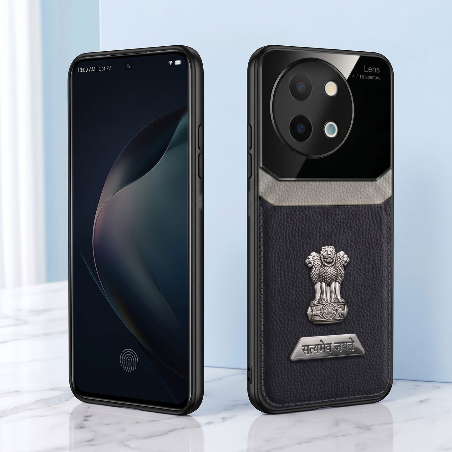 Vivo Y58 5G Satyamev Jayate 2-in-1 Emblem Leather Lens Protective Back Case