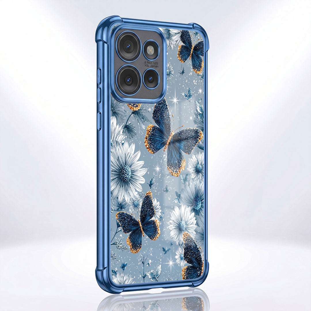 Motorola Edge 50 5G Blue Butterfly Floral Airbags Printed Back Case