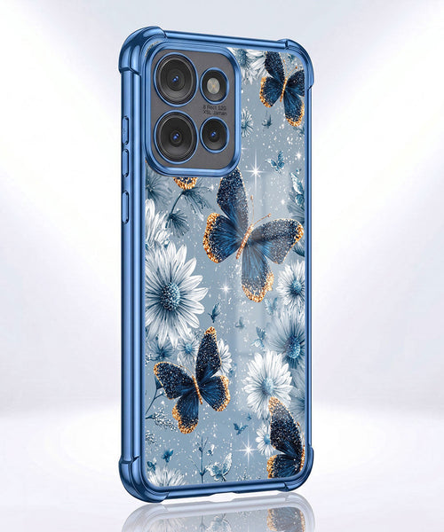 Motorola Edge 50 5G Blue Butterfly Floral Airbags Printed Back Case