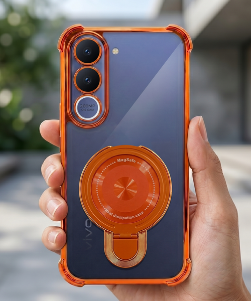 Vivo V70 FE 5G Invincible Bracket Ring Stand Airbag Cosmic Orange Case