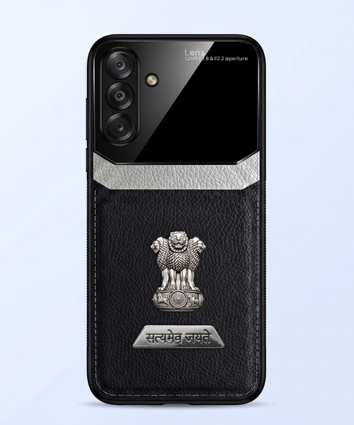Samsung Galaxy A34 5G Satyamev Jayate 2-in-1 Emblem Leather Lens Protective Back Case