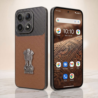 Motorola Edge 70 Pro 5g Satyamev Jayate Carbon Fiber Leather Hybrid Phone Case