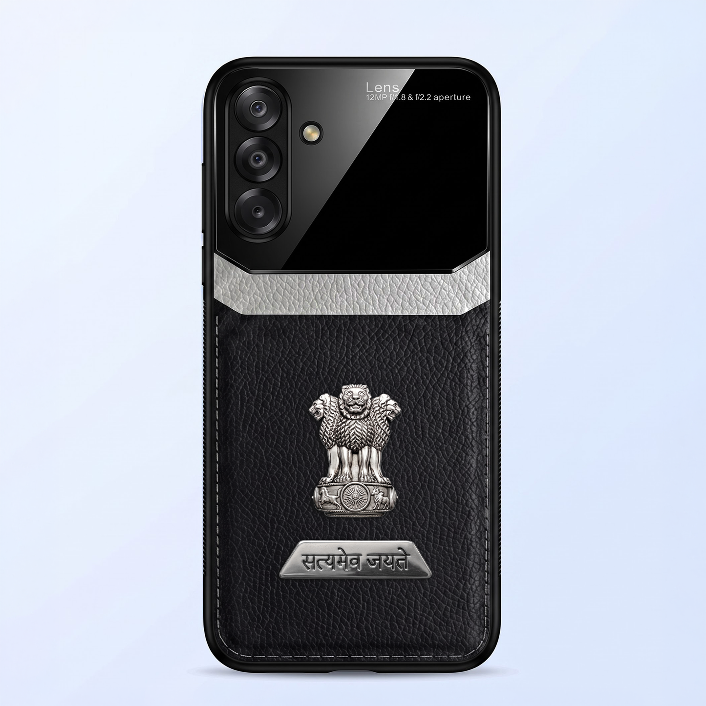 Samsung Galaxy M56 5G Satyamev Jayate 2-in-1 Emblem Leather Lens Protective Back Case