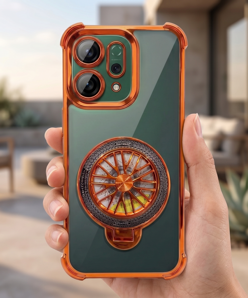 OPPO Reno 14 5G Stress Buster Wheel Rotating Airbag Cosmic Orange Case