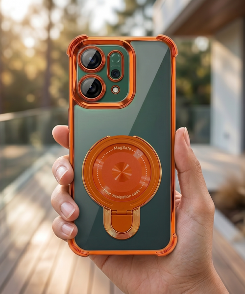 Oppo Reno 14 5G Invincible Bracket Ring Stand Airbag Cosmic Orange Case