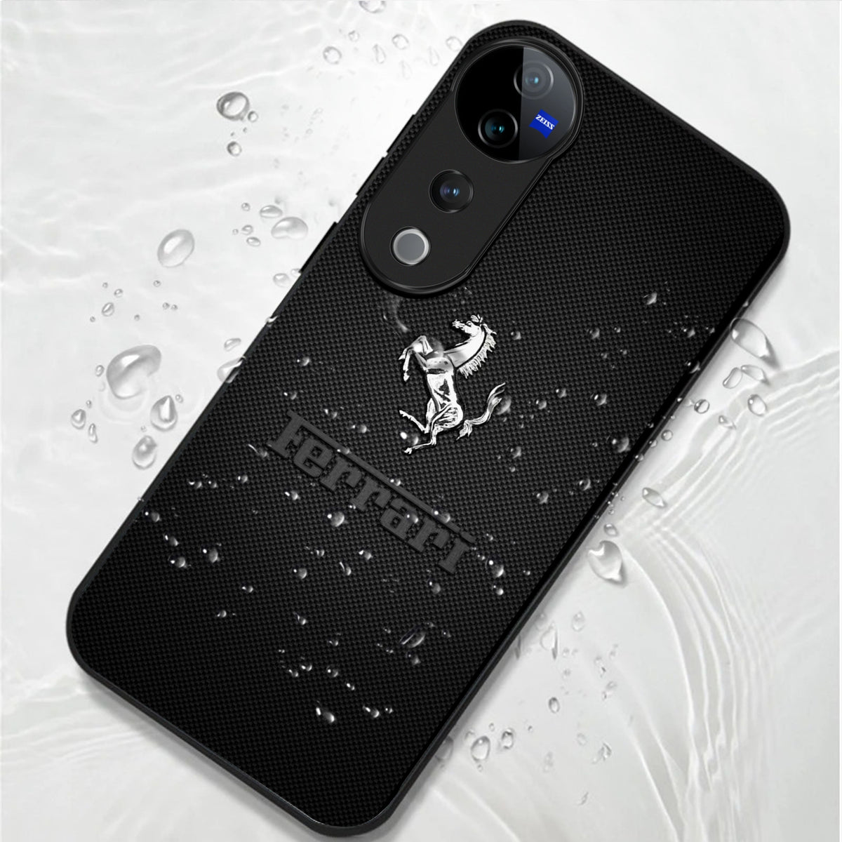 Vivo V40 Pro 5G Premium Acrylic Shockproof Glass Back Case (Ferrari Carbon Fiber)
