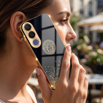Vivo V70 FE 5G Medusa Head Gold Electroplated Glass Phone Back Case
