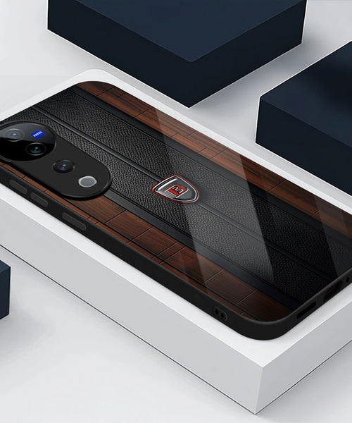 Vivo V40 Pro 5G Premium Acrylic Shockproof Glass Back Case (Carbon Oak)