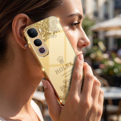 Vivo Y400 Pro 5G Rolex Crown Gold Electroplated Glass Phone Back Case