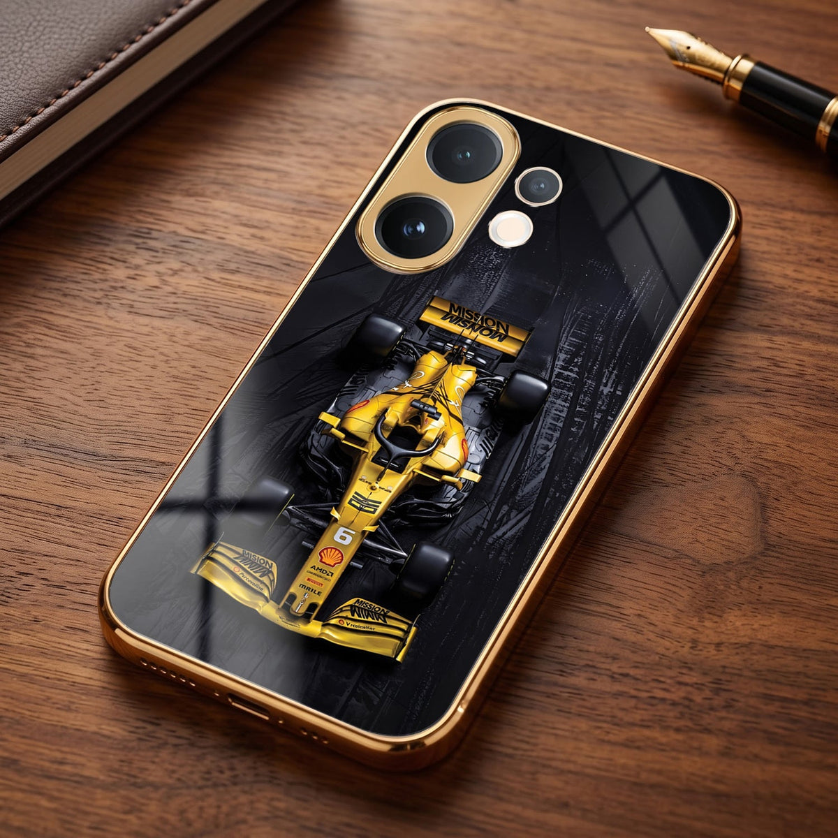 Vivo T4 Pro 5G F1 Racing Car Gold Electroplated Glass Phone Back Case