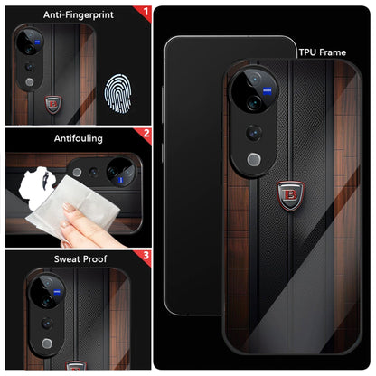 Vivo V40 Pro 5G Premium Acrylic Shockproof Glass Back Case (Carbon Oak)