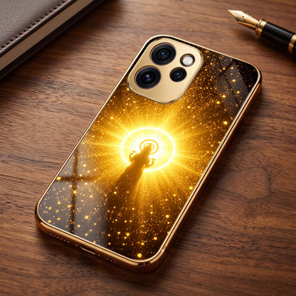 Oppo Reno 15 Pro Mini 5G Lakshmi Sacred Gold Electroplated Glass Phone Back Case