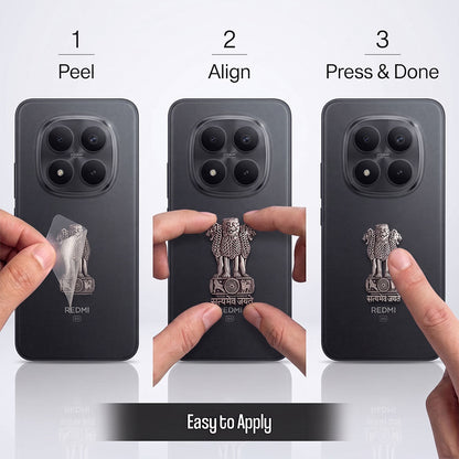 Redmi Note 15 Pro+ 5G Compatible Satyamev Jayate 3D Metal Emblem Sticker