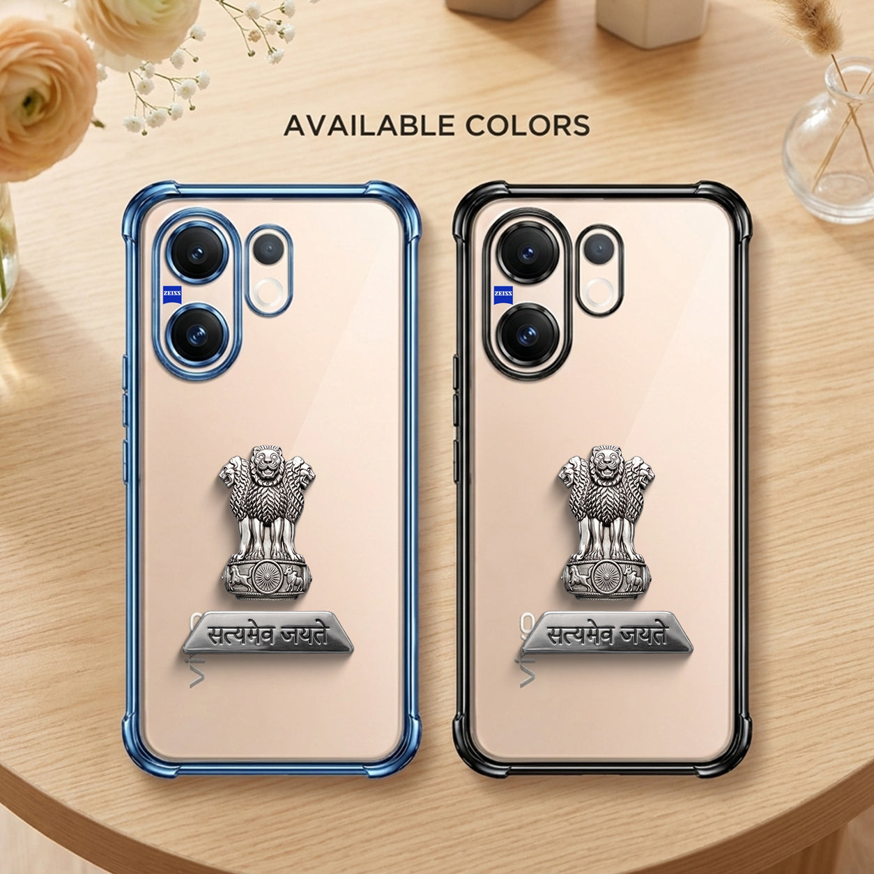 Vivo V60 5G Satyamev Jayate 2-in-1 Emblem Transparent Shockproof Airbag Case