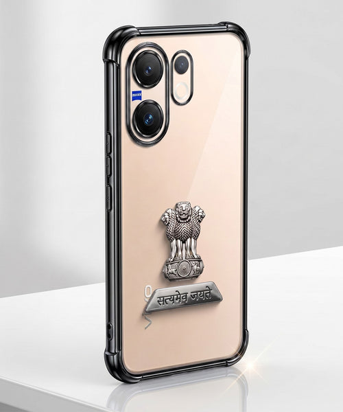 Vivo V60 5G Satyamev Jayate 2-in-1 Emblem Transparent Shockproof Airbag Case