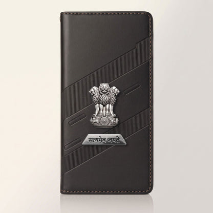 Oppo Reno 12 Pro 5G Metal Satyamev Jayate 2-in-1 Emblem Magnetic Flip Wallet Case