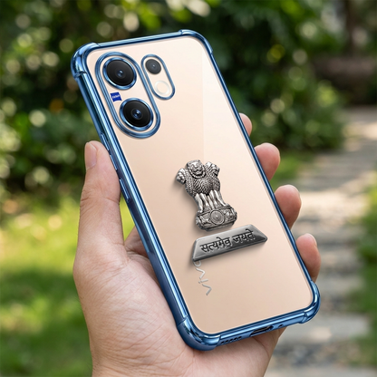 Vivo V60 5G Satyamev Jayate 2-in-1 Emblem Transparent Shockproof Airbag Case