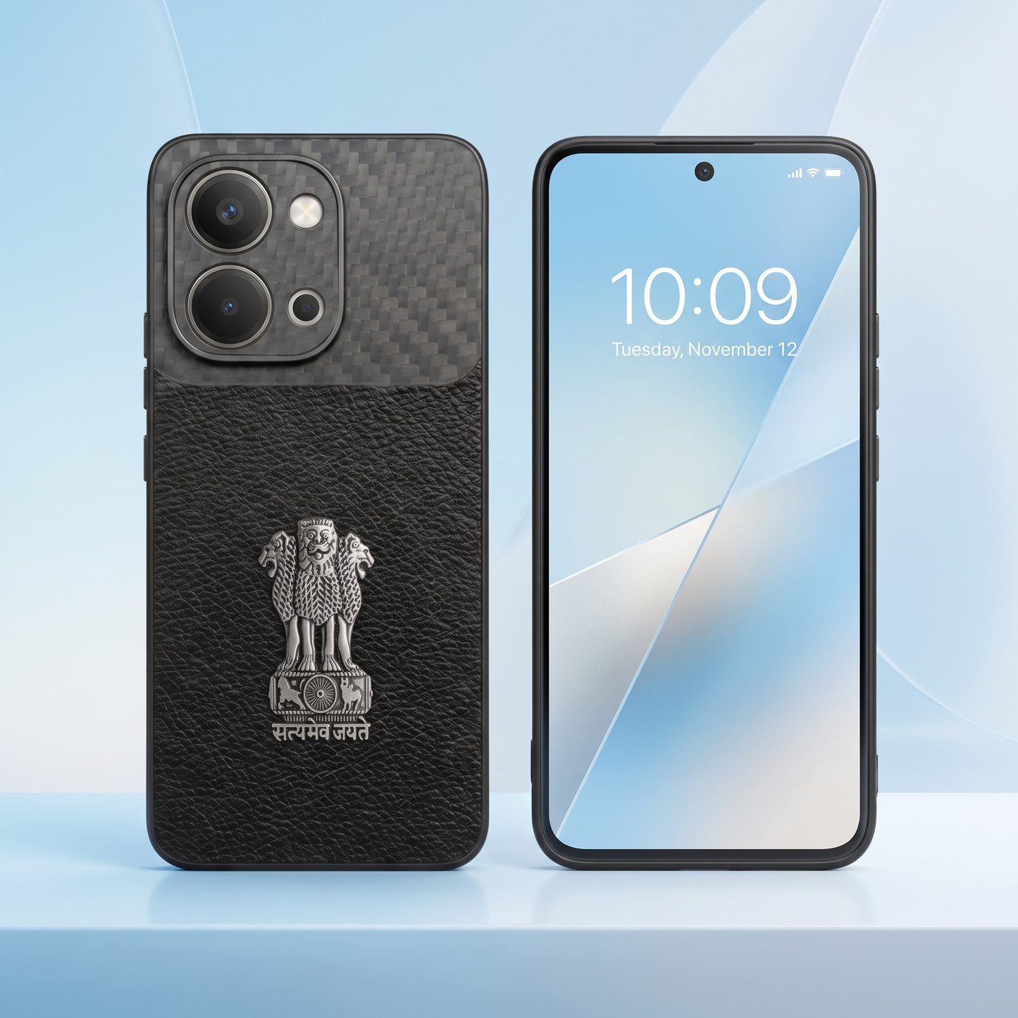 Vivo T5x 5G  Satyamev Jayate Carbon Fiber Leather Hybrid Phone Case
