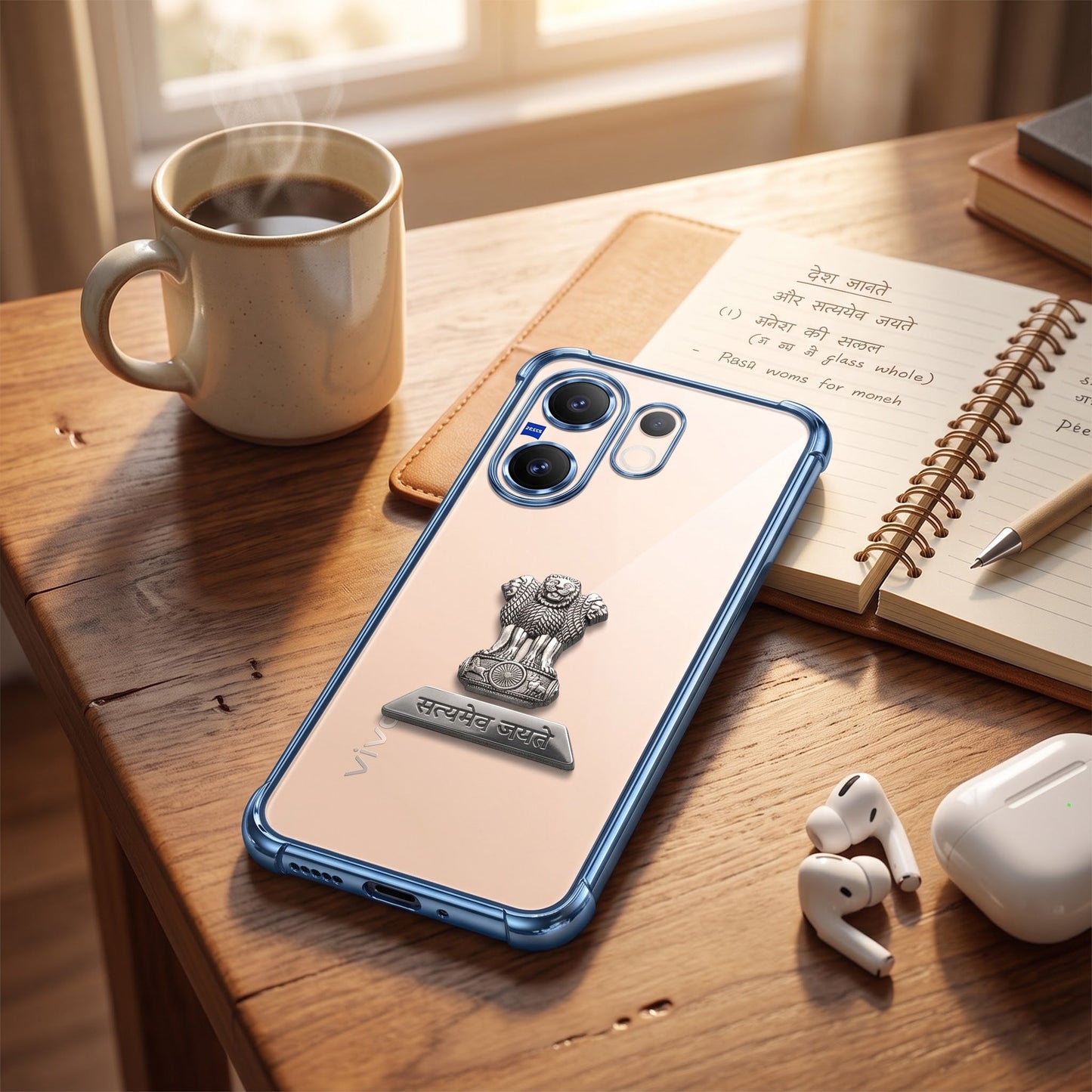 Vivo V60 5G Satyamev Jayate 2-in-1 Emblem Transparent Shockproof Airbag Case