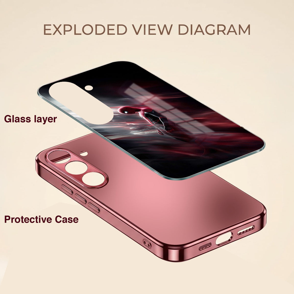 Samsung Galaxy A56 5G Crimson Spider Burgundy Electroplated Glass Back Case