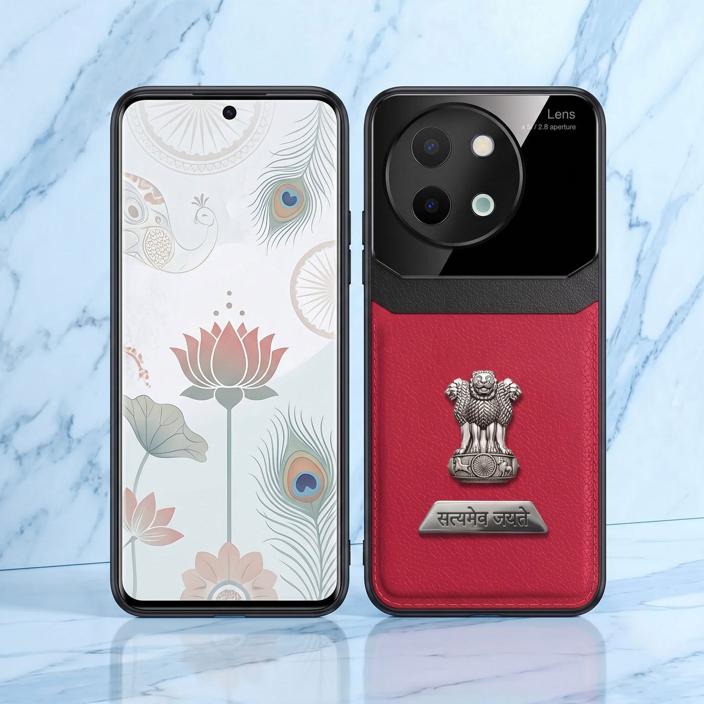 Vivo Y58 5G Satyamev Jayate 2-in-1 Emblem Leather Lens Protective Back Case